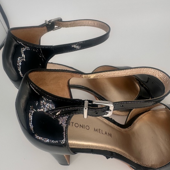 Black patent strappy platform heels Antonio Milano size 9 - Picture 8 of 13